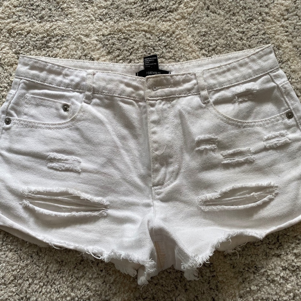 White Jean Shorts